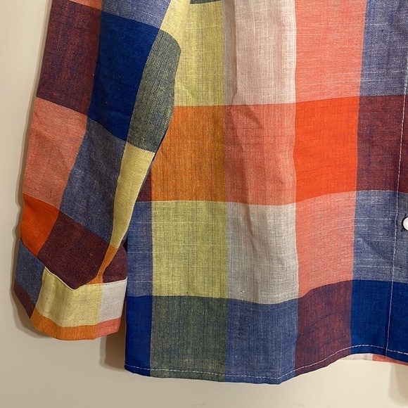 NWT Womens Colorful Plaid Flannel Button Down Blouse - Picture 8 of 14